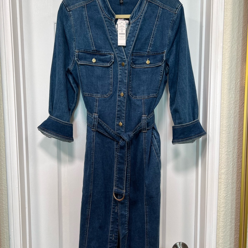 White House Black Market Medium Wash Denim Dress